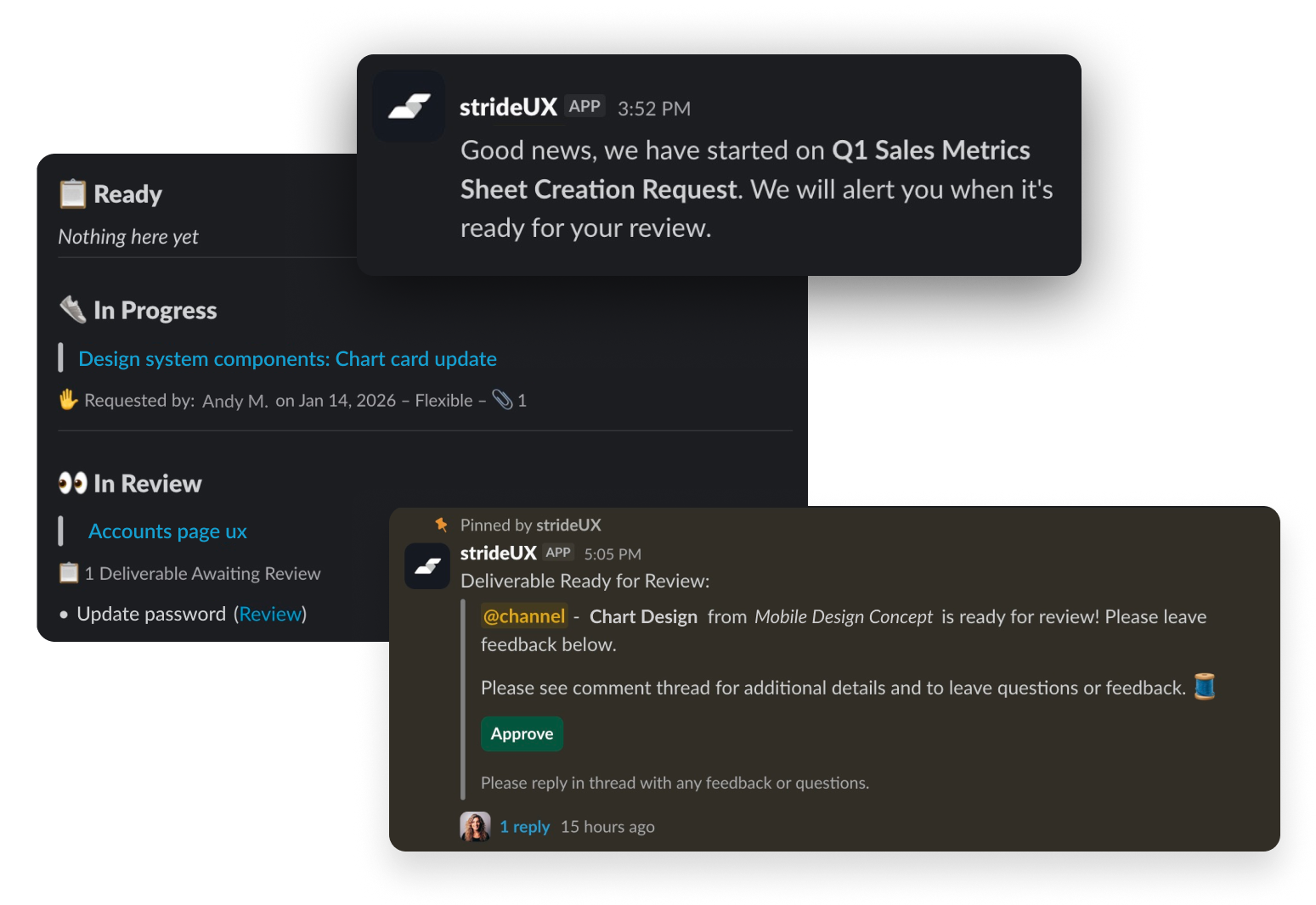 Slack app projects view